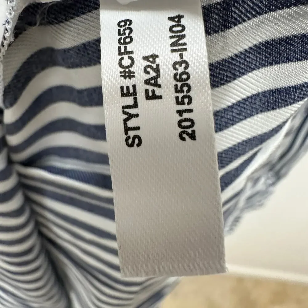 J.Crew Long Amelia Shirt Dress Striped Drapey Viscose Twill Nautical XXS NWT
